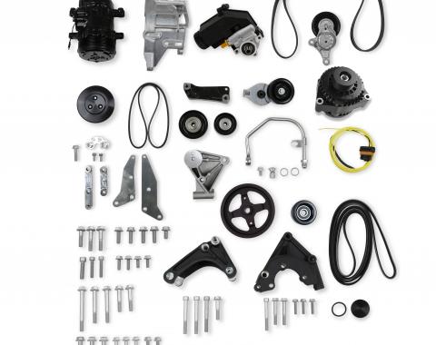 Holley Low Mount LSA Accessory Drive Bracket Kit, Complete, Black 20-163BK