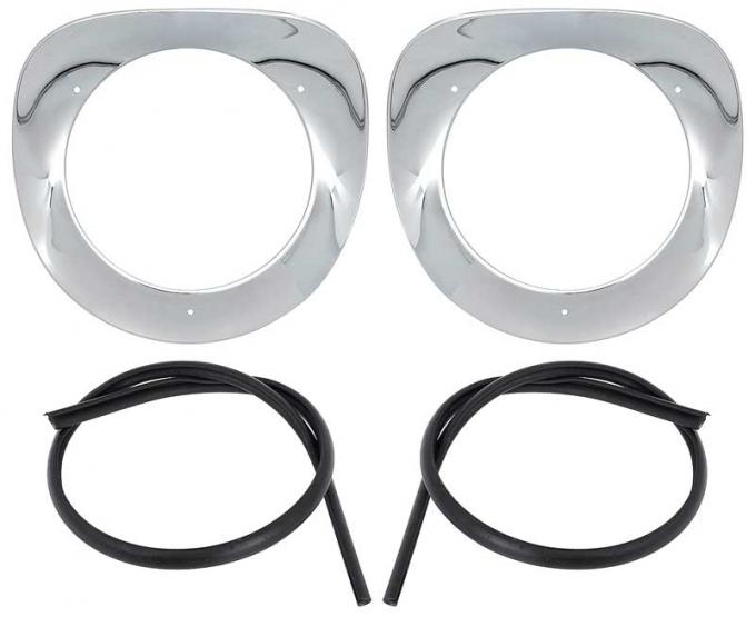 1955-57 Chevy, GMC Pickup, Suburban, Headlight Bezels, Chrome, with Hardware