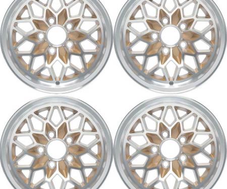 OER 1978-81 Firebird / Trans AM Snowflake Wheel Set - 15" X 8" - Gold *R4412