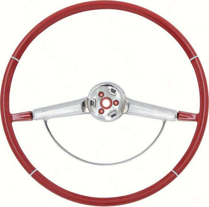 1965-66 Impala Steering Wheel with Chrome Horn Ring, Red