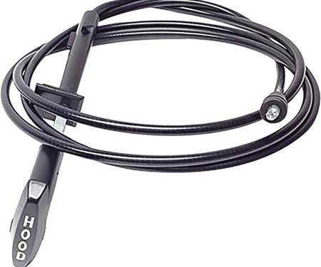 1971-90 Chevy Full Size, 1973-90 Buick, Oldsmobile, Pontiac A-Body, Hood Release Cable and Handle Assembly: 1 Piece Cable, Various Models