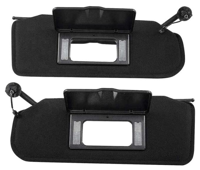 1997-04 C5 Corvette, Sun Visor Set, With Vanity Mirror, LH and RH Sides, Black, Pair