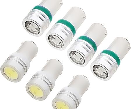 1965-66 Mustang, Instrument Gauge Cluster LED Bulb Kit, For 5-Gauge Cluster With Round 140mph Speedo, 7 Bulb Set, Green Illumination