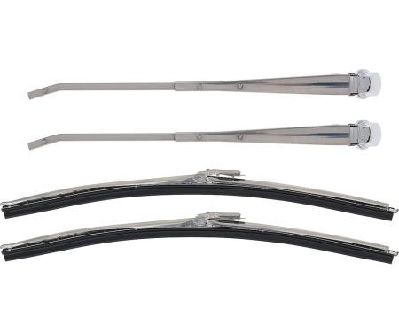 OER 1967-69 Camaro, Firebird, Convertible, Windshield Wiper Arm & Blade Set, Stainless Steel Arms, "Trico" *R867