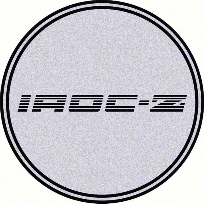 2-1/8" GTA Wheel Center Cap Emblem with Black IROC-Z Logo and Silver Background