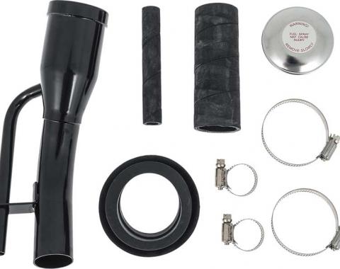 1949-55 Chevrolet, GMC Pickup Truck, Fuel Filler Neck Installation Kit, with Black Neck, Hoses, Gas Cap, Clamps, 1955 1st Design (early production)