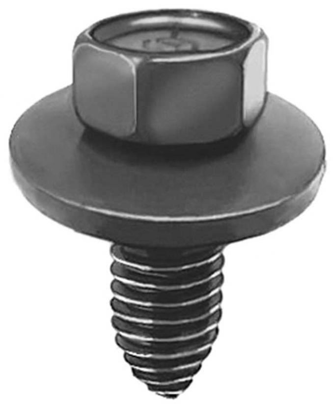 OER Bolt, 3/8-16 X 1" Pointed Tip With Free Spinning Washer, Black Phosphate A11109