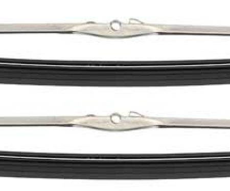 1970-79, Windshield Wiper Blade Set, 16", Side Lock Style, with Button Refill Release, Polished Stainless, Various Models