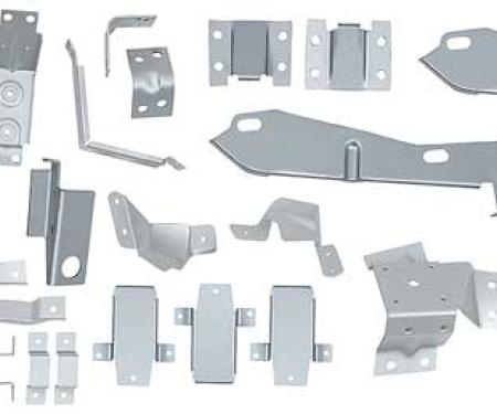 1967-68 Mustang Fastback, Body Bracket Kit, 42 Piece Set, Silver Weld-Thru Coating