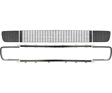 1967-68 Camaro RS Grill and Headlamp Cover Kit, With Molding Set, Black with Chrome Accents