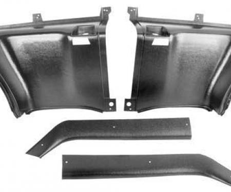 OER 1969-70 Mustang Fastback Plastic Quarter Panel Trim Side and Upper Panel 4-Piece Set - Black 31112B