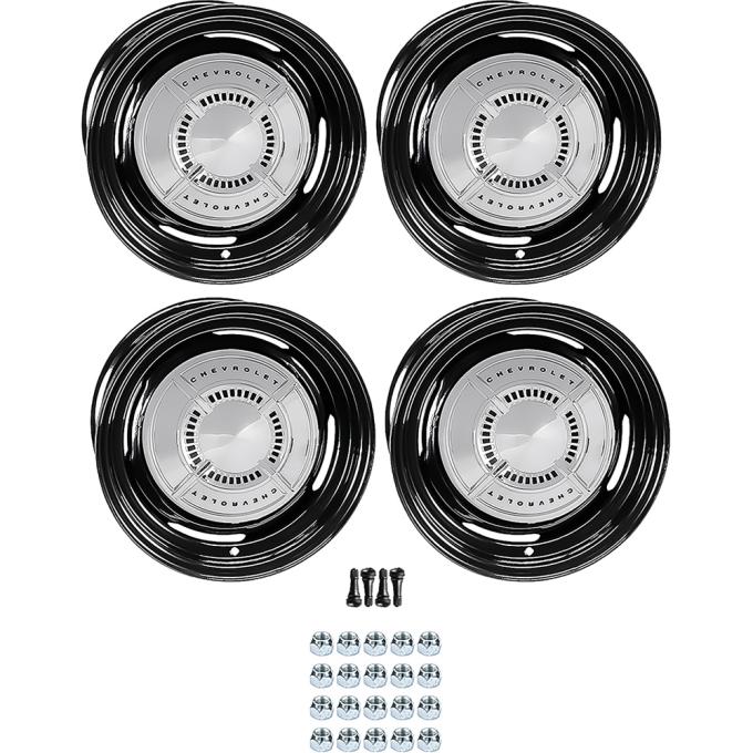 OER 1961-62 Chevrolet Factory Style 14" Steel Wheels, Dog Dish Style, 6" Wide, 4-1/2" Backspacing *881479