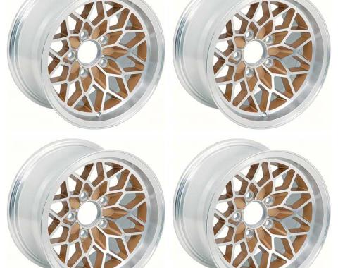 OER 1978-81 Pontiac Trans Am, Snowflake Wheel Set, 15" X 8", Backspacing 4-1/4", Gold, Set of 4 *R4412