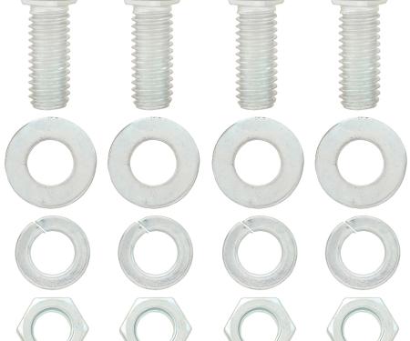 3/8"-16 X 1", Zinc Plated Bumper Bolt Set, 7/8" Flat Stainless Capped Head, Set of 4 Bolts With Nuts and Washers
