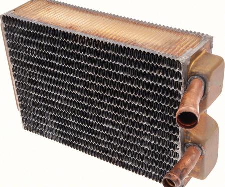 1964 Impala Bel Air, Biscayne, 1964-67 Chevelle, Malibu, GTO, F85, Heater Core Assembly, with Air Conditioning, Copper/Brass, Measures: 9 1/2" x 6-3/8" x 2-1/2"