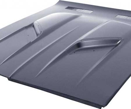 1970-74 Plymouth Barracuda, Twin Bulge Hood Assembly, w/o Hood Pin Holes, Bolt-On, EDP Coated