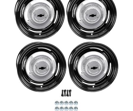 OER 1967 Chevrolet Factory Style 14" Steel Wheels, Dog Dish Style, 6" Wide, 4-1/2" Backspacing *881473