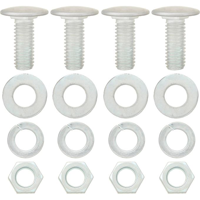 3/8"-16 X 1", Zinc Plated Bumper Bolt Set, 7/8" Flat Stainless Capped Head, Set of 4 Bolts With Nuts and Washers