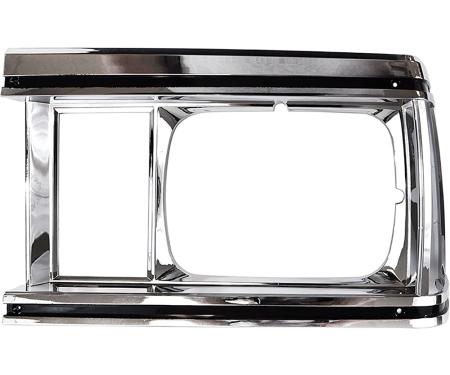 1981 El Camino, Caballero, Malibu, Headlamp Bezel, Chrome/Black, LH
