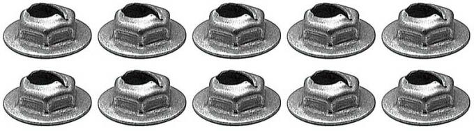 OER Thread Cutting Pal Nut, 1/4" Stud Size, Hex Washer Head, Zinc Plated, 10 Piece Set *A3405K