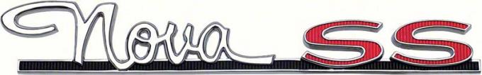 OER 1963-64 "Nova SS" Fender/Quarter Panel Emblem with Red SS Lettering 4883156