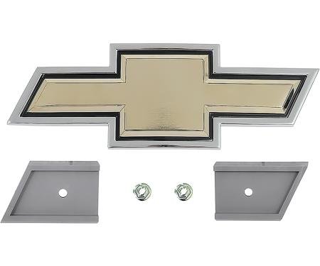 1985-91 Chevrolet Truck, Van, Grill Emblem, Gold Anodized Brushed Finish, Chrome Border