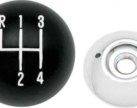 OER 1963-71 GM, Various Models, Hurst 4-Speed Shift Knob, 3/8" Thread, Black With Chrome Base 3961437A