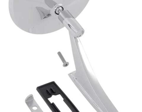 1963-72 Chevrolet, Outer Door Mirror, with "Bow Tie" Logo, with Gasket & Mounting Hardware, Various Models