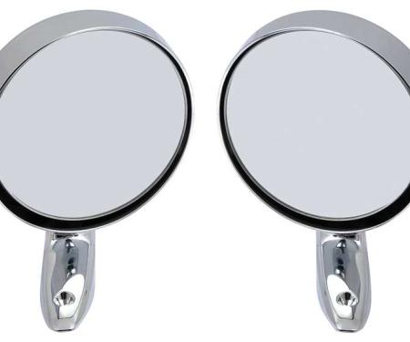1966-74 Dodge/Plymouth A & B-Body, Exterior Door Mirror Set, LH Remote/RH Manual, Round Style, Pair