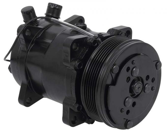 OER Sanden 508 Style A/C Compressor w/ 6-Rib Serpentine Clutch Pulley - Black Finish - SD508/SD5H14 AC9560B