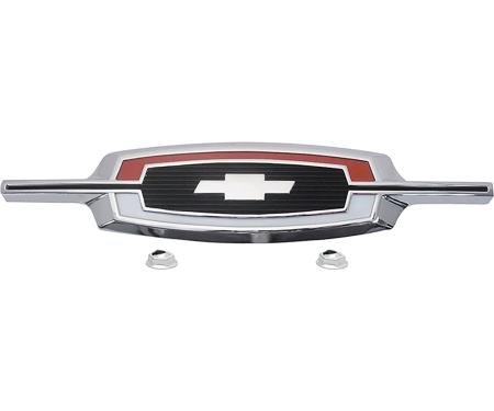 1965 El Camino, Upper Tailgate Emblem, Includes Emblem and Fasteners, Replaces GM#, die cast, chrome plated with white, red and black painted details as original