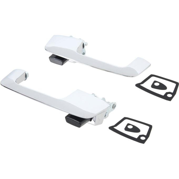 1967-70 Dodge, Plymouth A, B-Body, Front Outer Door Handle Set, with Black Buttons