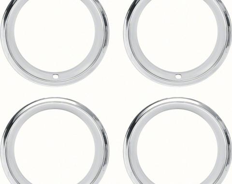 OER 14" Stainless Steel 2-7/8" Deep Step Lip Rally Wheel Trim Ring Set for Reproduction Wheels 545910