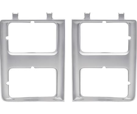 1985-88 Chevy, GMC Pickup, Blazer, Jimmy, Suburban, Headlamp Bezel, with Dual Headlamps, with Chrome Grill, Silver, RH & LH, Pair