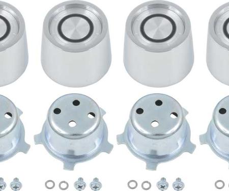 1967-76 Dodge, Plymouth, Wheel Center Cap Set, For Magnum 500 / Road Wheels, with Installation Hardware, Set of 4