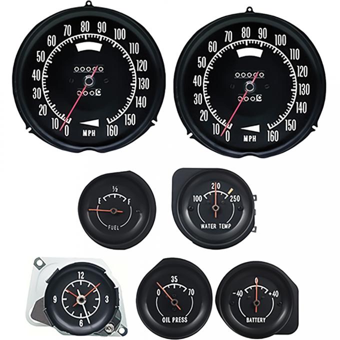 1972-74 Corvette Dash Gauge Kit, 6500 Redline, Without Speed Warning