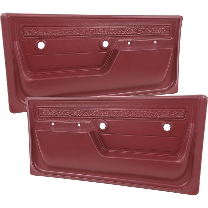 1972 Chevrolet, GMC Pickup, Blazer, Jimmy, Suburban, Deluxe Interior Door Panels, with Upper Scroll Design, Red, Pair