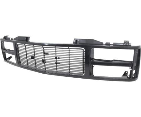 OER 1988-93 GMC Pickup. Yukon, Suburban, Front Grill, Dual Composite Headlamps, Black/Argent Silver, GMT400 Series T70062