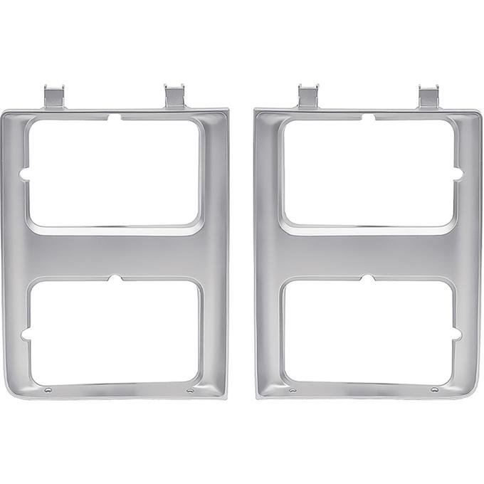 1985-88 Chevy, GMC Pickup, Blazer, Jimmy, Suburban, Headlamp Bezel, with Dual Headlamps, with Chrome Grill, Silver, RH & LH, Pair