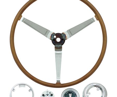 OER 1968 Firebird, Deluxe Wood Steering Wheel Set, with Emblem and Horn Contact F19666