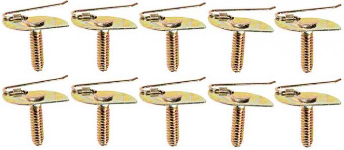 OER Wire Tail Molding Clip, #10-24, 1" Long, Zinc Chromate (Gold Iridescent), 10 Piece Set *A19626K