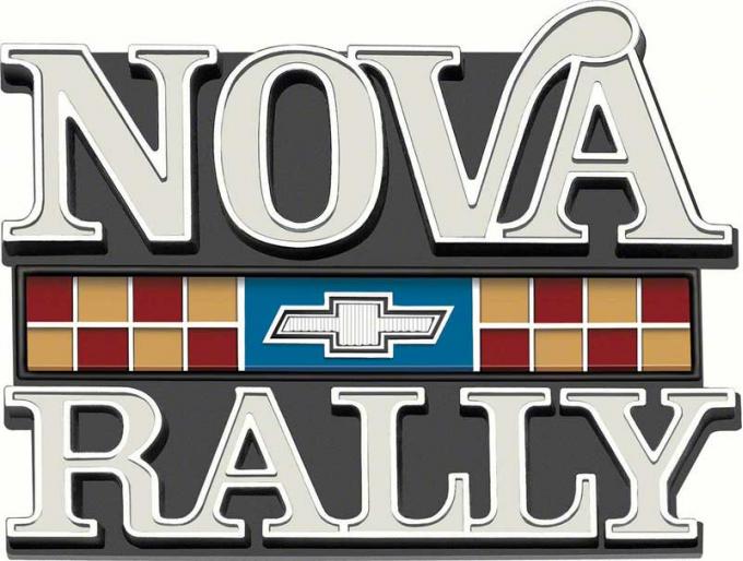 1977-79 Chevrolet, "Nova Rally" Front Fender Emblem, with Hardware, Each, GM Licensed