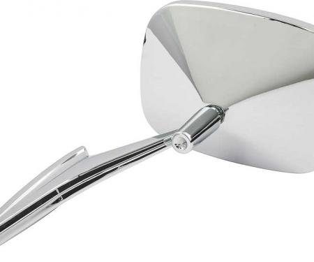1968-72 Camaro, Impala, Chevelle, Firebird, Outer Door Mirror, Chrome, Ribbed, w/Hardware, LH Drivers Side, Various Models