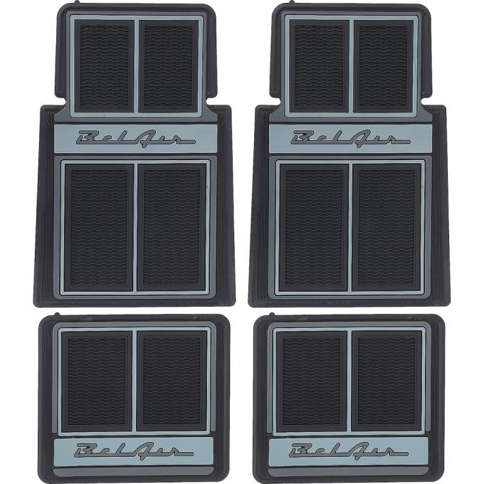OER 1955-57 Chevrolet Bel Air, Floor Mat Set, Front and Rear, Black, 4 Piece Set M55101