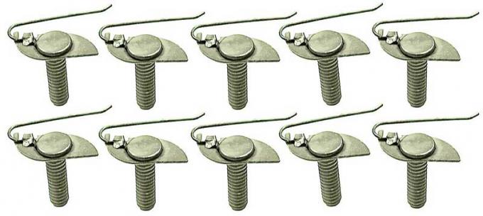 Wire Tail Molding Clip, #10-24, 3/4" Long, Green Dip Coated, 10 Piece Set