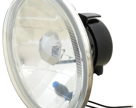 H4 Headlight Assembly, 7" Diameter Round, Polymer Housing, Ice Blue Daytime Running Light, Clear Glass Lens - H6006, H6024