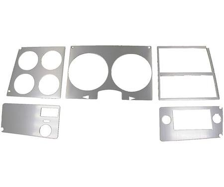 1978-80 Chevy, GMC Pickup, Blazer, Jimmy, Suburban, Dash Bezel Insert Set, w/oAC, Brushed Aluminum, 5 Piece Set
