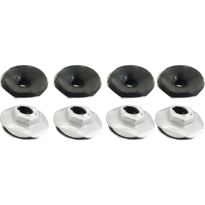 Hex Flanged Stamped Steel Thread Cutting Nut, .88mm Diameter, With Mastic Sealant, Set of 8