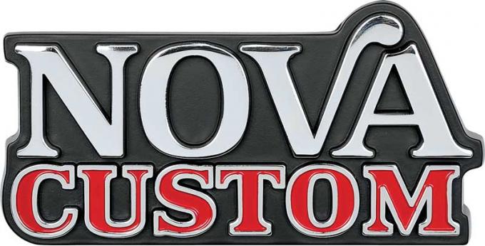 1975 Chevrolet, "Nova Custom" Front Grill Emblem, with Hardware, GM Licensed