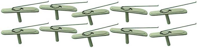 OER Wire Tail Molding Clip, #10-24, 2-1/2" Long, Green Dip Coated, 10 Piece Set *A19807K